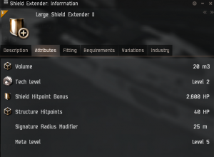 large shield extender II attributes