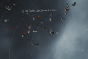 Screenshot of the grid of the Raw Materials mission, showing the group of mercenaries