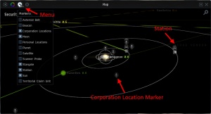 solar system with marker menu