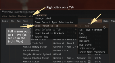 Click to Englargealt=overview showing pull down menu for tab preset selection