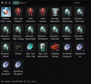 Loot from all containers. Net value shows almost 50 million ISK.